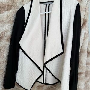 NY Collection Cream and Black Textured Cardigan